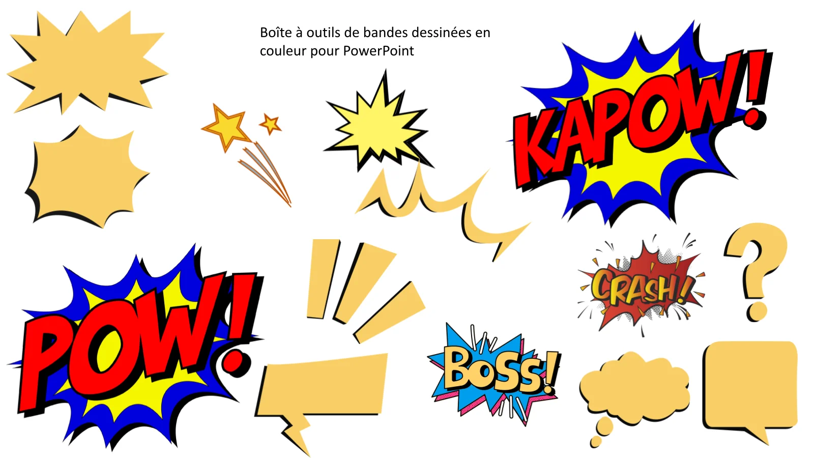 Boîte à outils de bandes dessinées en couleur pour PowerPoint - Modèles créatifs