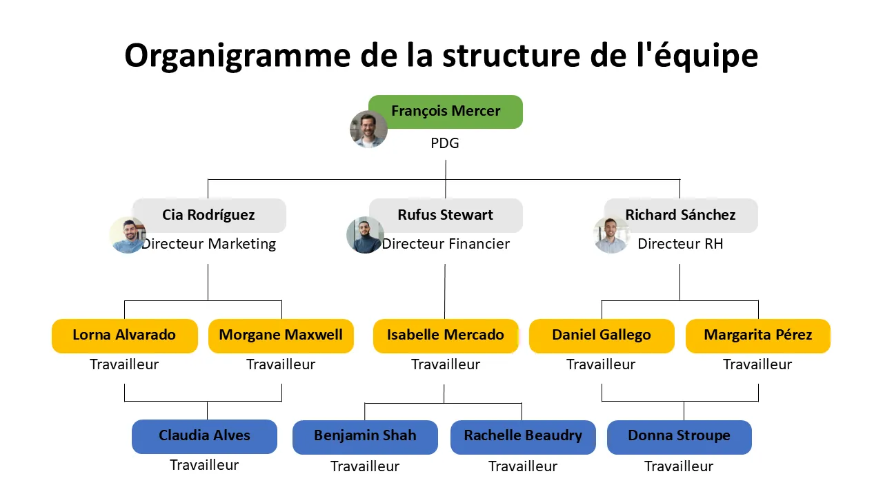 Diagramme de structure d'équipe Modèle PowerPoint et Google Slides