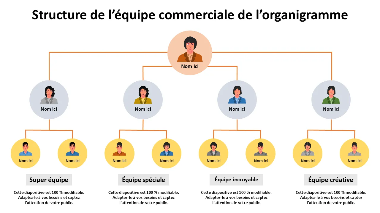 Modèle de structure d'équipe commerciale d'organigramme