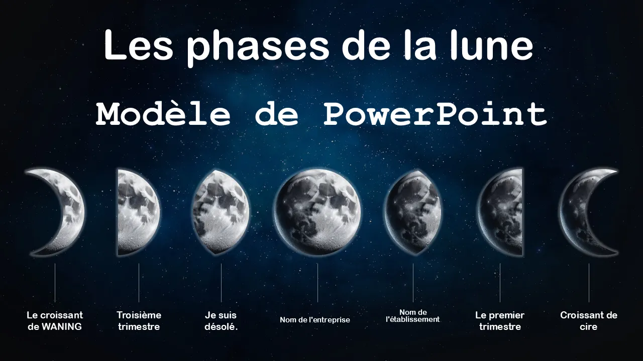 Modèle PowerPoint de phases de la lune pour les présentations professionnelles