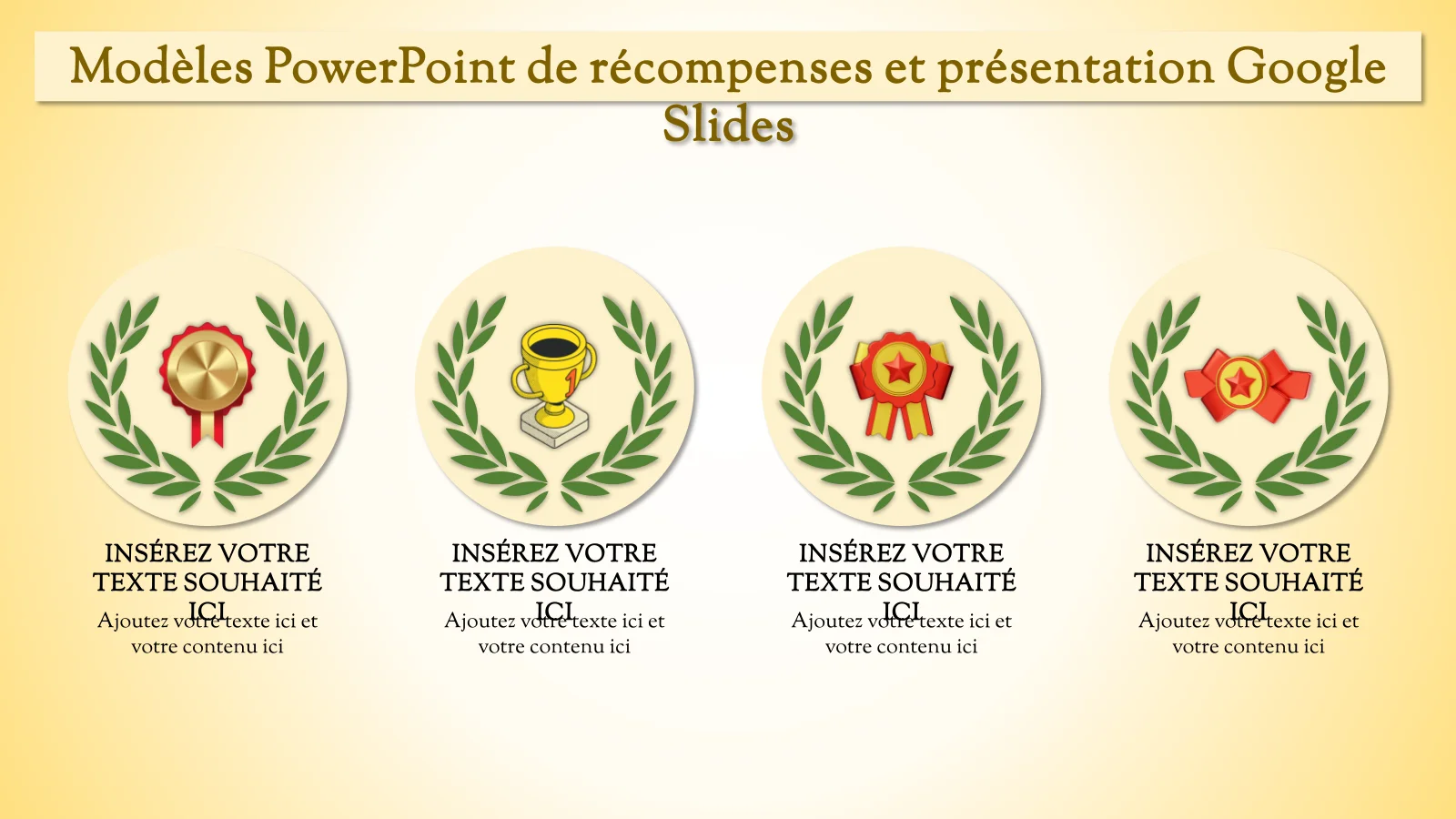Modèles PowerPoint de récompenses pour les présentations Google Slides