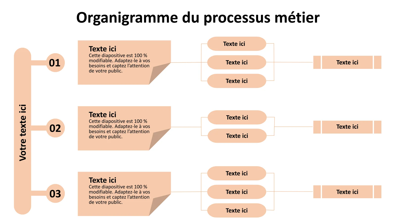 Organigramme pour la conception PowerPoint plate des processus métier