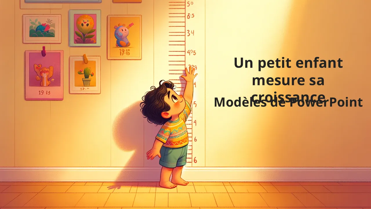 Petit enfant mesurant la croissance Modèles PowerPoint pour les présentations professionnelles