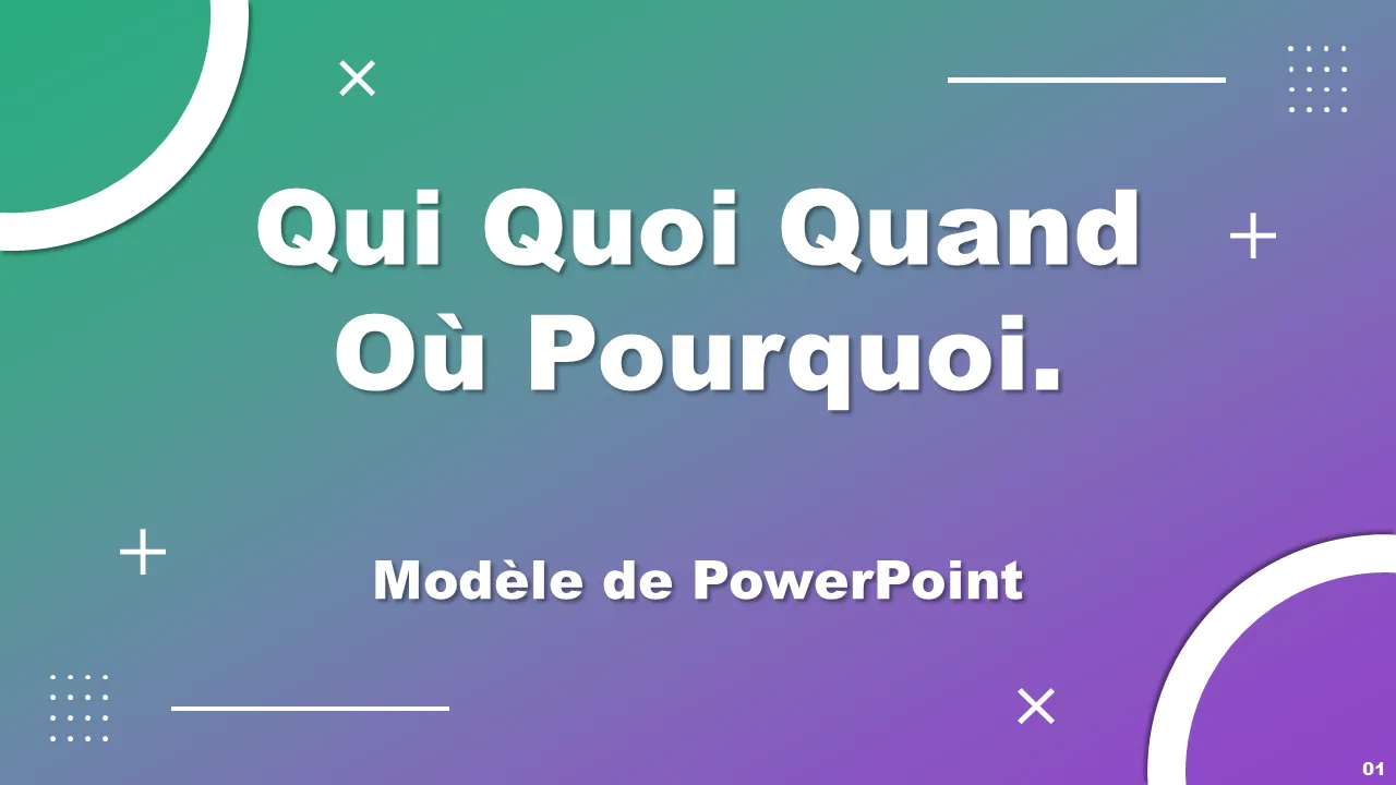 Qui Quoi Quand Où Pourquoi Modèle PowerPoint de présentations professionnelles